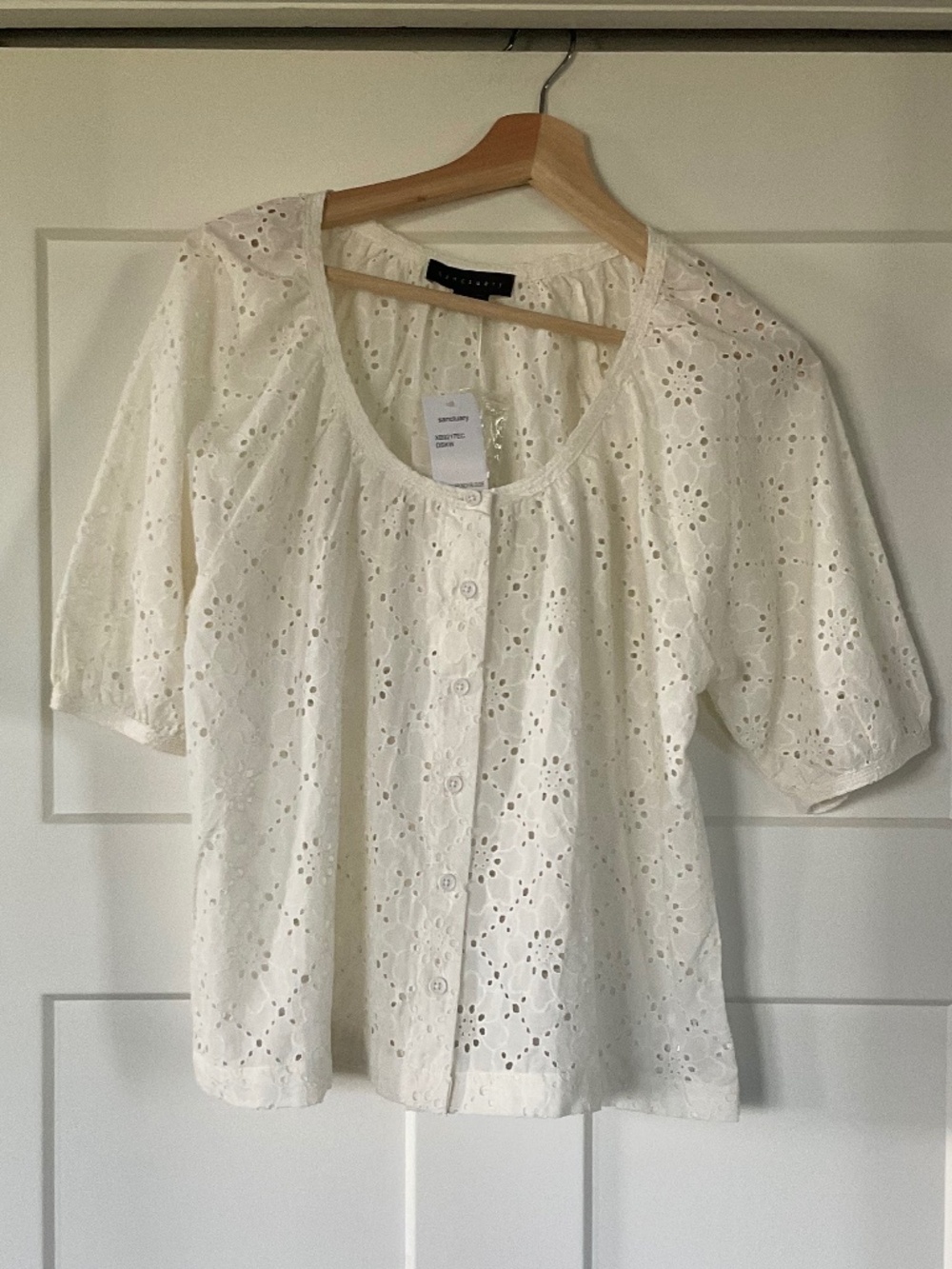 Sanctuary Sunday Brunch Button Up Blouse Eyelet NWT